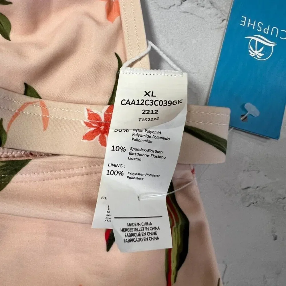Cupshe Spring Breath Garden Tall Triangle Bikini Set SIZE XL Floral Pink